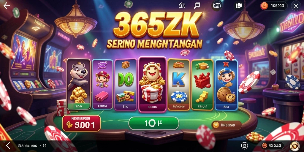 Tampilan gameplay seru dalam aplikasi Kasino 365ZK.