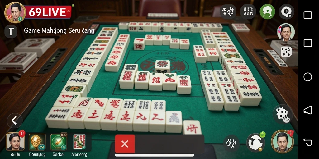 Screenshot 69LIVE menampilkan gameplay Mahjong yang menarik dan seru.