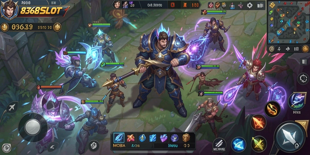 Screenshot gameplay 8368SLOT dengan aksi seru di arena MOBA.
