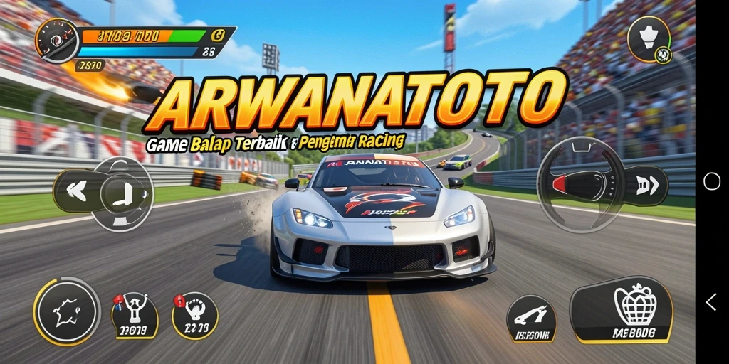 Tampilan gameplay ARWANATOTO yang mendebarkan dan penuh aksi balap.