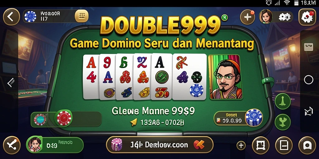Tampilan gameplay menarik dari DOUBLE999 dengan domino berwarna-warni.