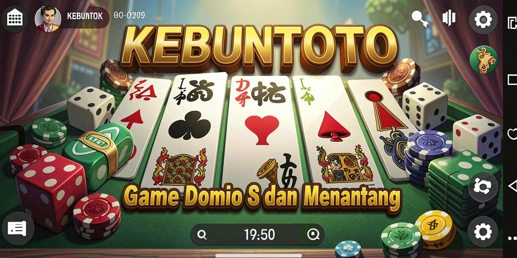 Tampilan gameplay seru di KEBUNTOTO, permainan Domino yang menantang.