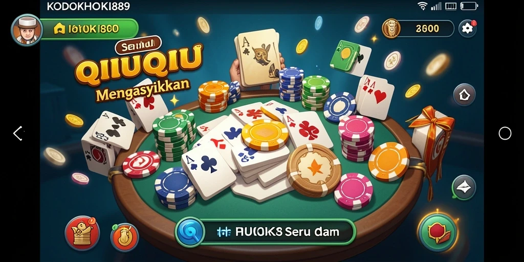 Tampilan gameplay seru dalam KODOKHOKI889 dengan kartu QiuQiu.