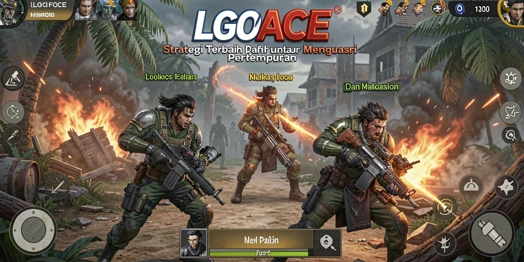Tampilan gameplay LGOACE yang menunjukkan pertempuran strategi yang intens.