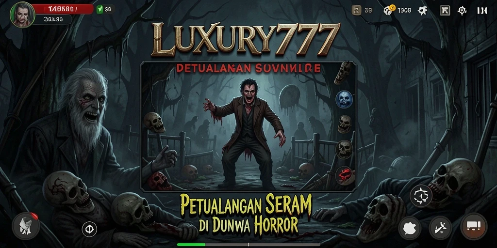 Tangkapan layar <strong>LUXURY777</strong> menampilkan gameplay penuh ketegangan dalam suasana horror yang gelap.