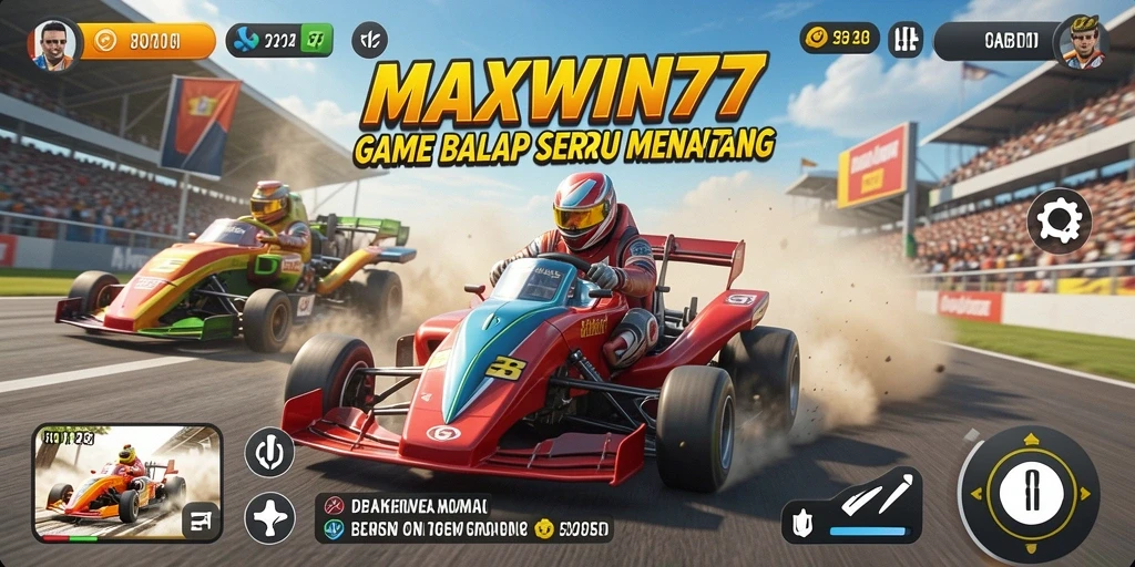 Screenshot gameplay <strong>MAXWIN77</strong> menampilkan balapan yang seru dan interaksi antar pemain.