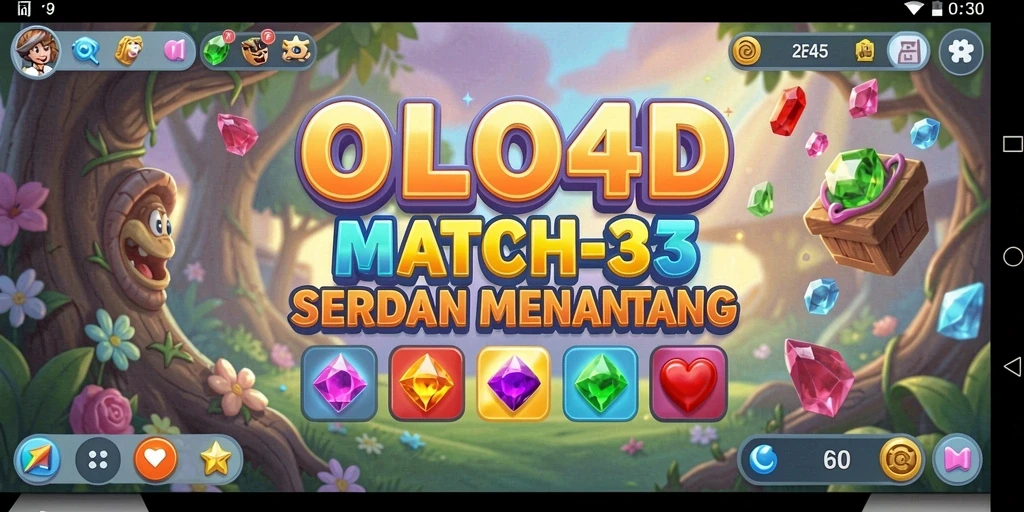 Screenshot gameplay OLLO4D yang menunjukkan aksi mencocokkan permata.