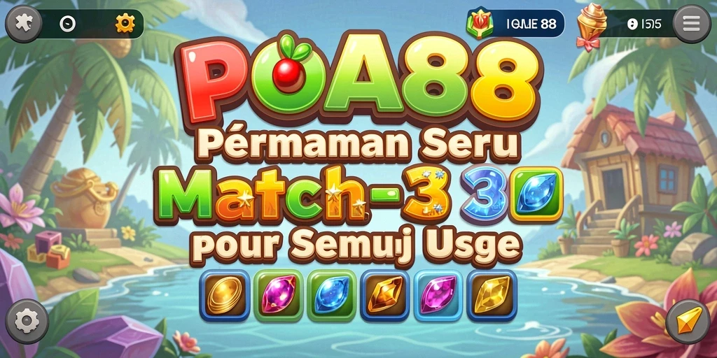 Tampilan gameplay seru dalam POA88 dengan elemen Match-3.