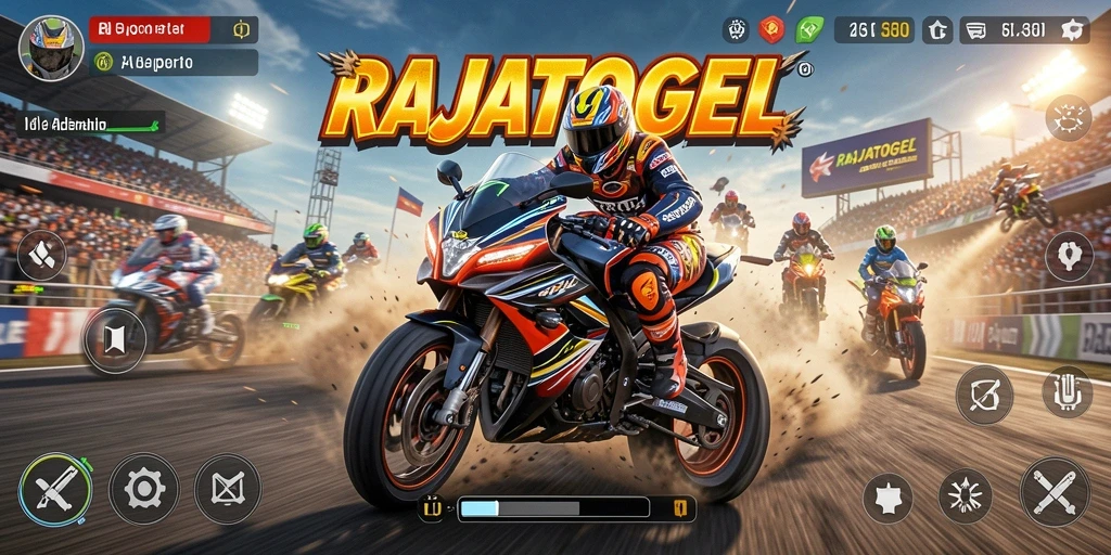 Tangkapan layar utama RAJATOGEL menampilkan aksi balapan motor yang seru.