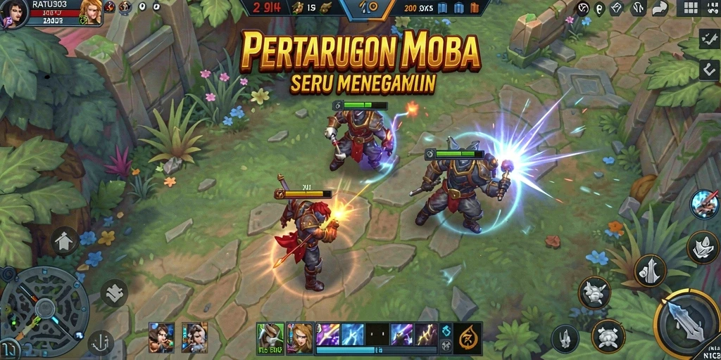 Tampilan seru gameplay <strong>RATU303</strong> saat pertarungan tim berlangsung.