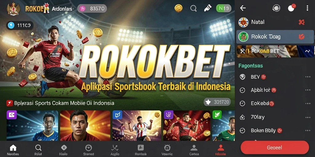 Tampilan screenshot ROKOKBET menampilkan fitur menarik dari aplikasi Sportsbook.