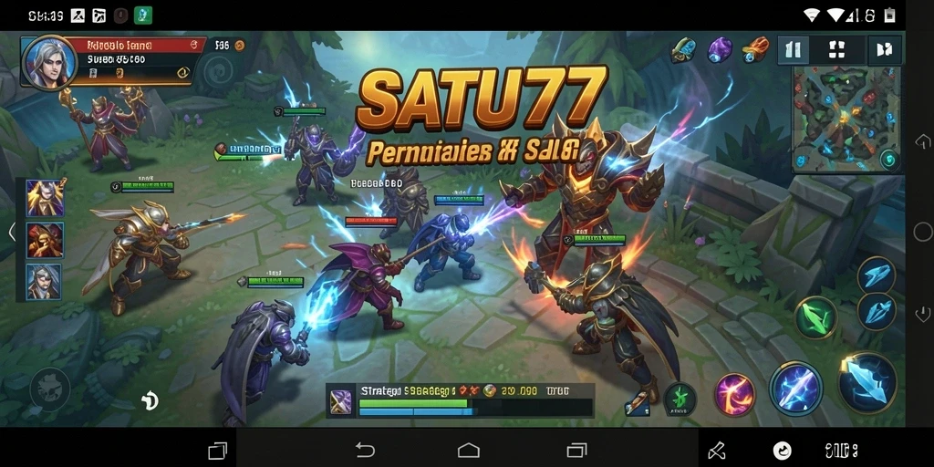 Tampilan gameplay dalam SATU77 dengan aksi pertempuran seru.