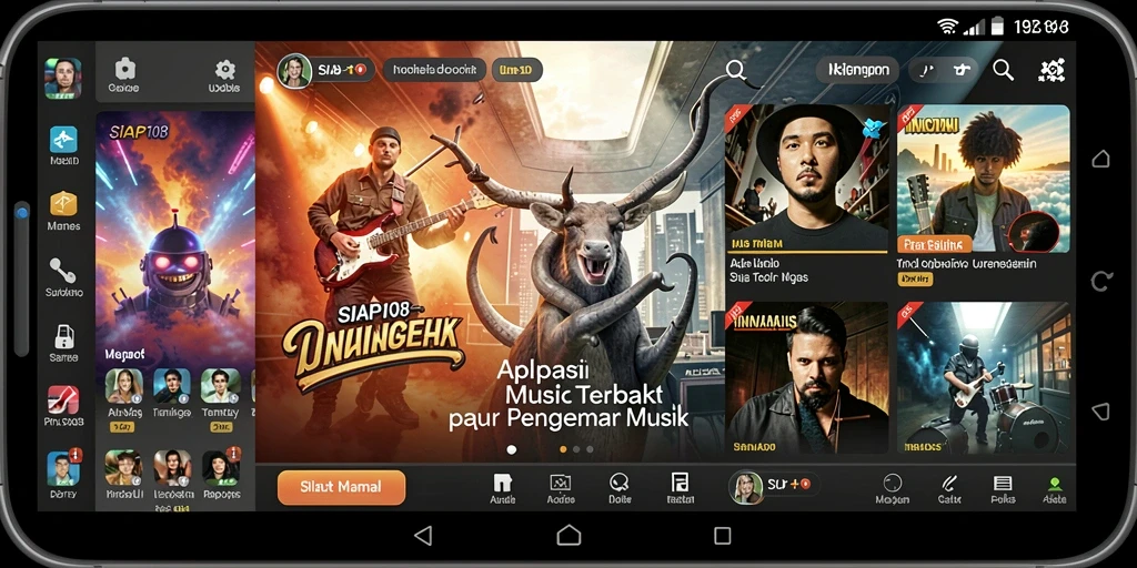 Tampilan antarmuka pengguna SIAP108 saat memainkan lagu-lagu favorit.