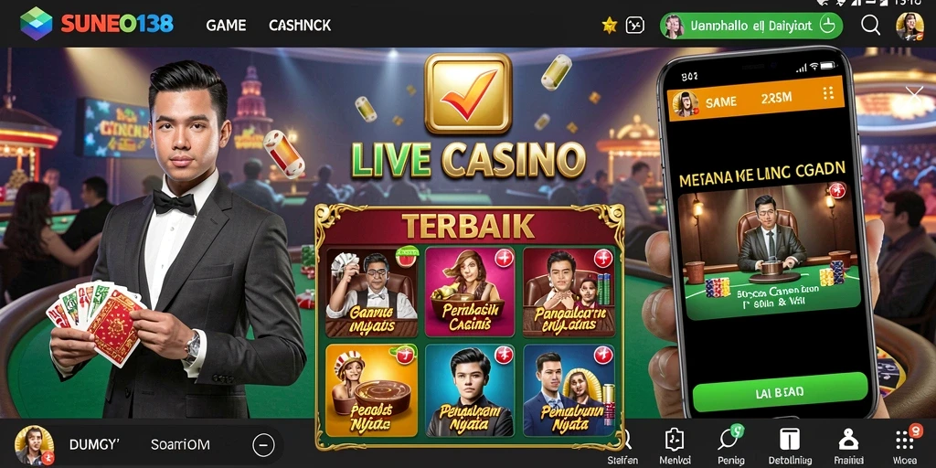 Tampilan gameplay Live Casino yang mendebarkan di SUNEO138.