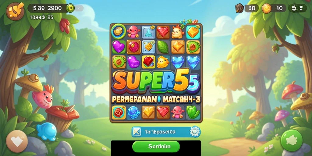 Tampilan gameplay <strong>SUPER5</strong> dengan kombinasi warna yang menarik.
