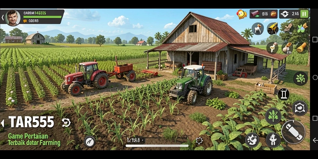 Tampilan gameplay TAR555 yang seru dan interaktif dalam menjelajahi dunia pertanian.