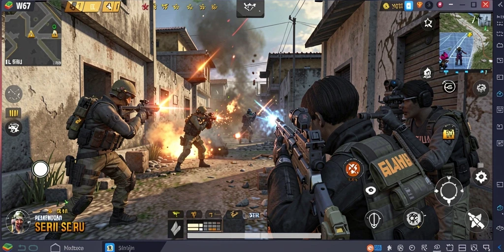 Screenshot W67 menampilkan aksi tembak-menembak yang seru dalam game FPS.